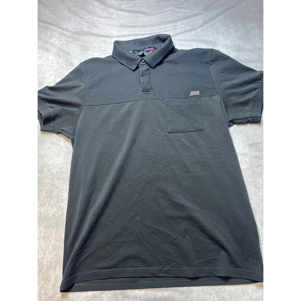 BMW M Series Polo Shirt Mens Large Black Pique Short Sleeve Pocket M Logo 1094